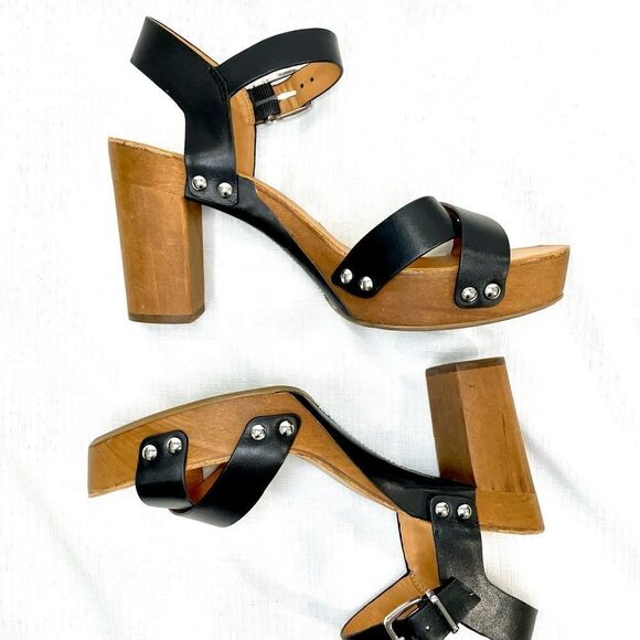 Antonio Melani Leather Block Heeled Platform Sandals Size 9 Catalyni - Picture 12 of 13